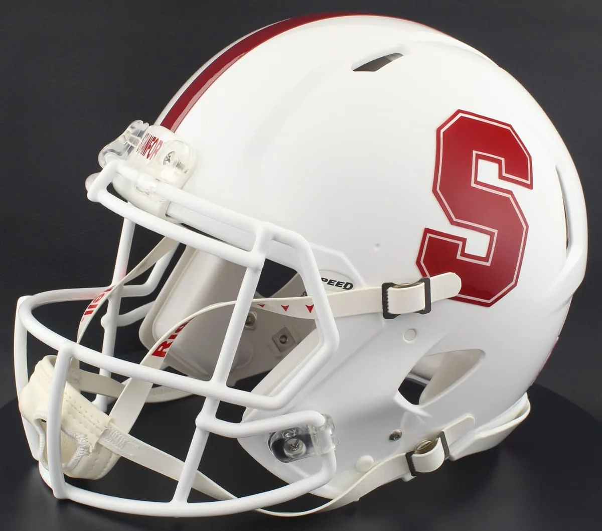 Stanford Cardinal Riddell Replica Speed Football Helmet – White Throwback Block “S”