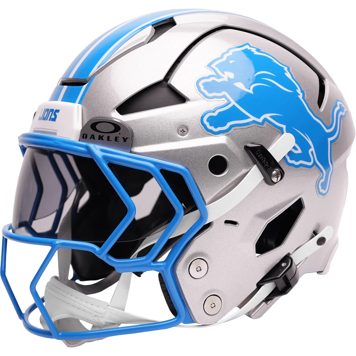 Detroit Lions Riddell Authentic Axiom Football Helmet – Silver Alternate Leaping Lion