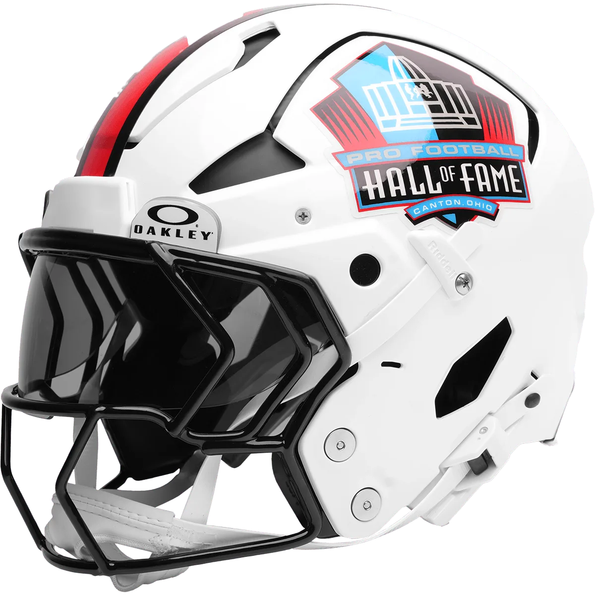 Pro Football Hall of Fame Riddell Authentic Axiom Football Helmet – White Hall of Fame Shield
