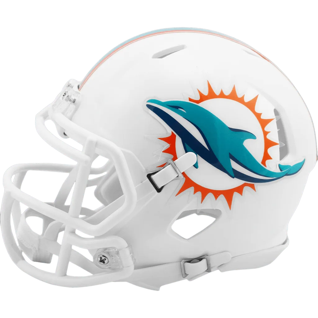 Miami Dolphins Riddell Mini Speed Football Helmet – White Dolphin Sunburst