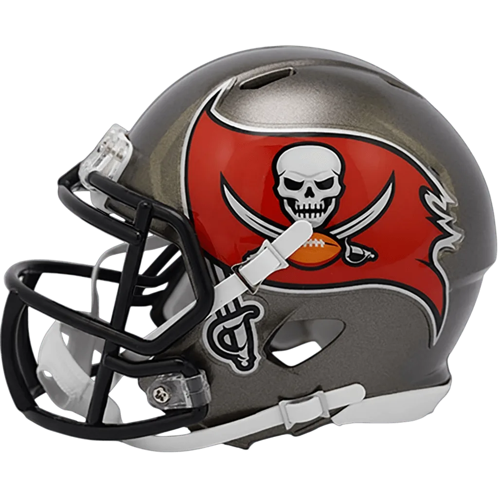 Tampa Bay Buccaneers Riddell Mini Speed Football Helmet – Pewter Flag Skull