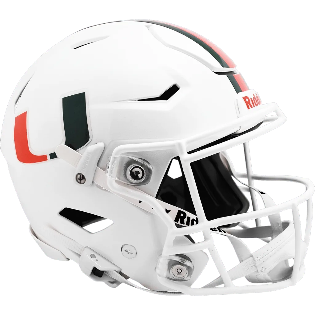 Miami Hurricanes Riddell Authentic SpeedFlex Football Helmet – White “U”