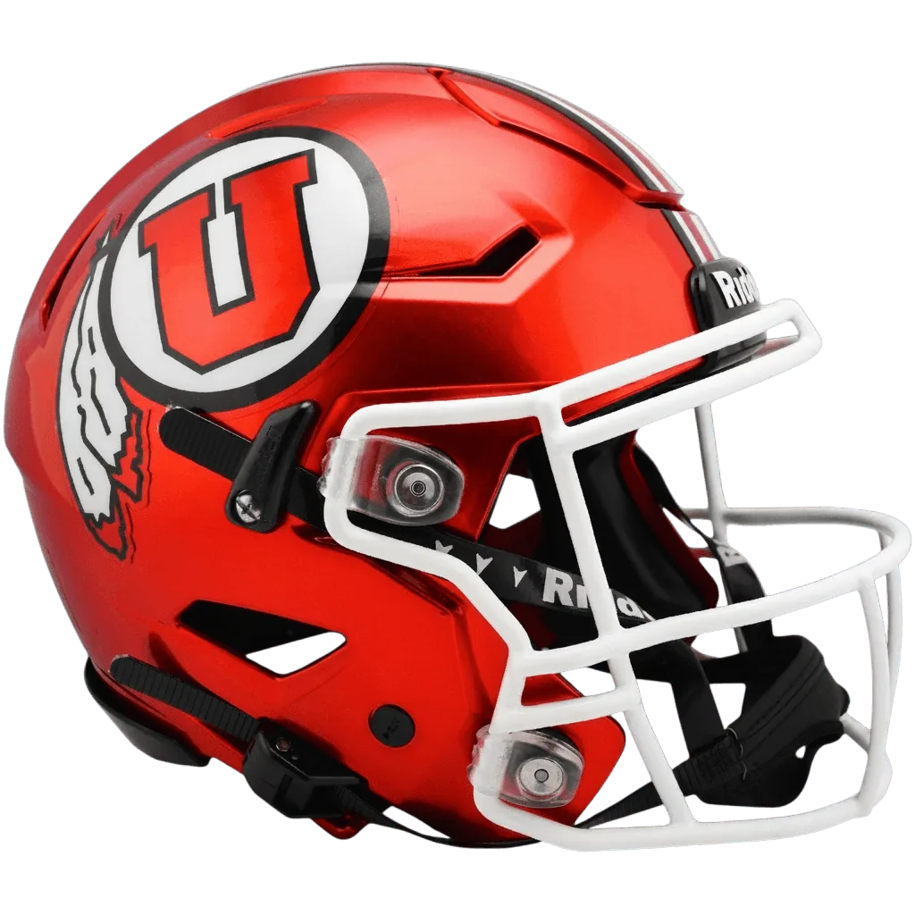 Utah Utes Riddell Authentic SpeedFlex Football Helmet – Crimson Interlocking UU