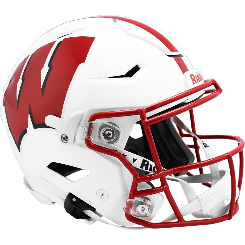 Wisconsin Badgers Riddell Authentic SpeedFlex Football Helmet – White Block “W”
