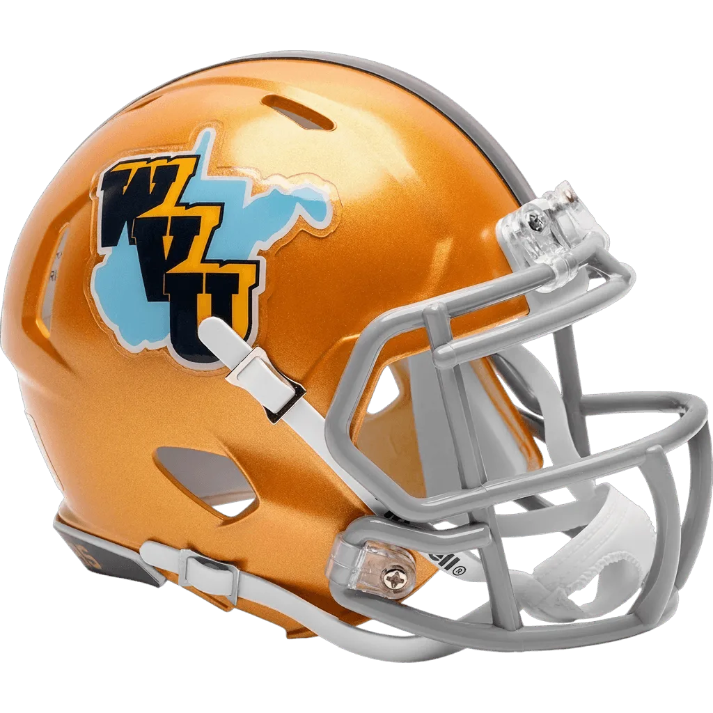 West Virginia Mountaineers Riddell Mini Speed Football Helmet – Gold Throwback