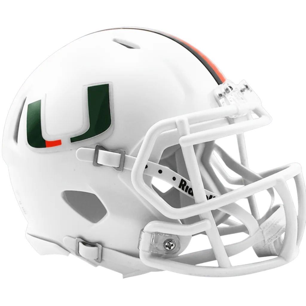 Miami Hurricanes Riddell Mini Speed Football Helmet – White “U”