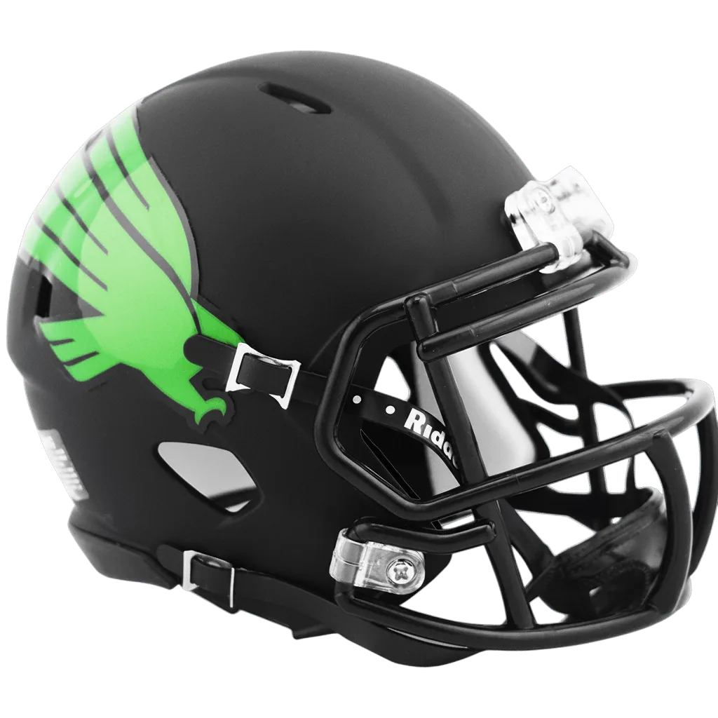 North Texas Mean Green Riddell Mini Speed Football Helmet – Matte Black