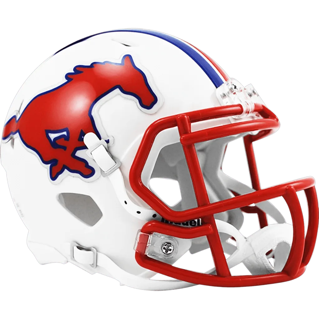 SMU Mustangs Riddell Mini Speed Football Helmet – Red Mustang