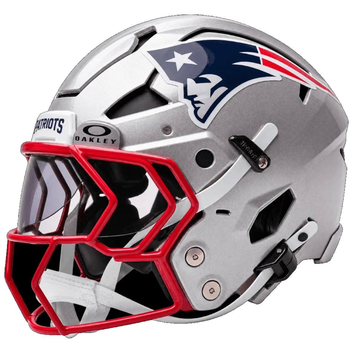 New England Patriots Riddell Authentic Axiom Football Helmet – Silver Flying Elvis