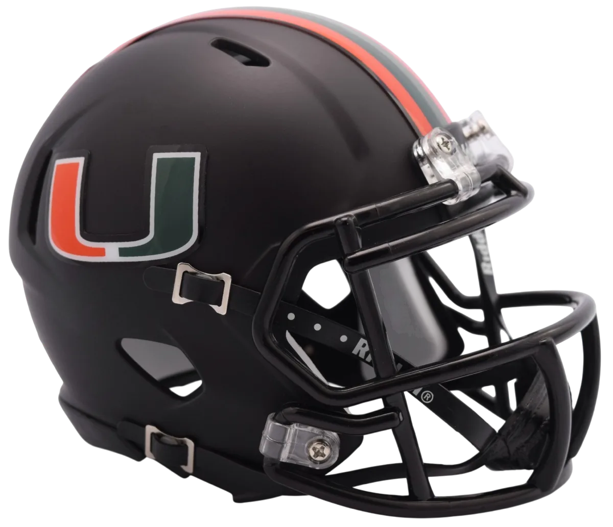 Miami Hurricanes Riddell Mini Speed Football Helmet – 2017 Nights Satin Black