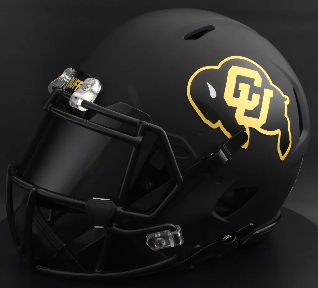 Colorado Buffaloes Riddell Authentic Speed Football Helmet – Matte Black, Black Brow Tabs and Black Clips