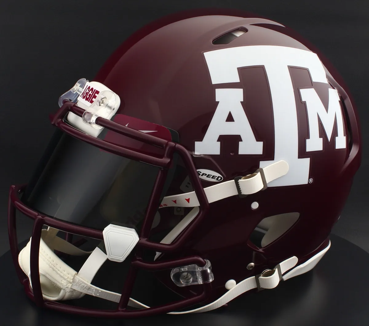 Texas A&M Aggies Riddell Authentic Speed Football Helmet – Maroon ATM, Maroon Facemask, Maroon Brow Tabs