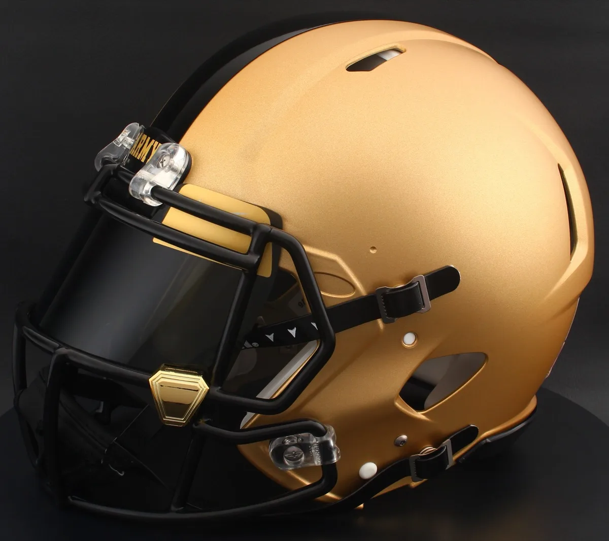 Army Black Knights Riddell Replica Speed Football Helmet – Gold, Vegas Gold Brow Tabs and Gold Clips