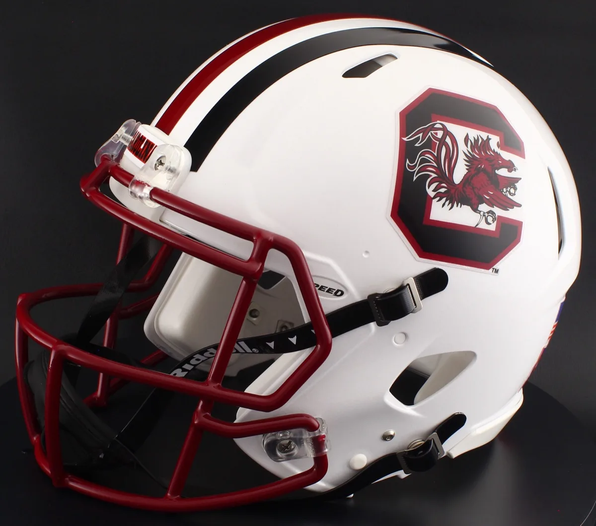 South Carolina Gamecocks Riddell Replica Speed Football Helmet – White Gamecock with Cardinal Facemask