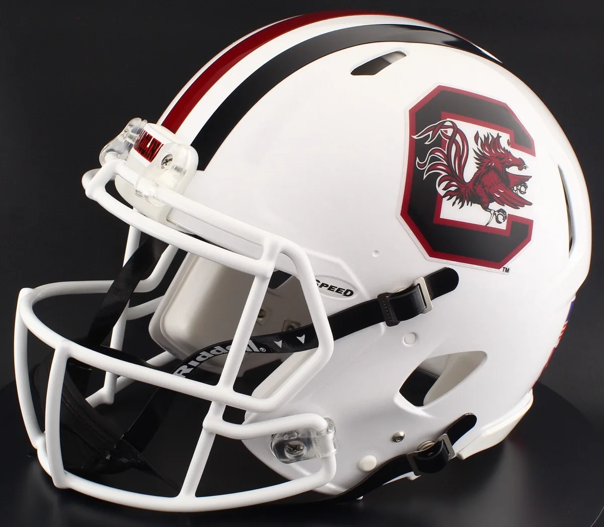 South Carolina Gamecocks Riddell Replica Speed Football Helmet – White Gamecock with White Facemask