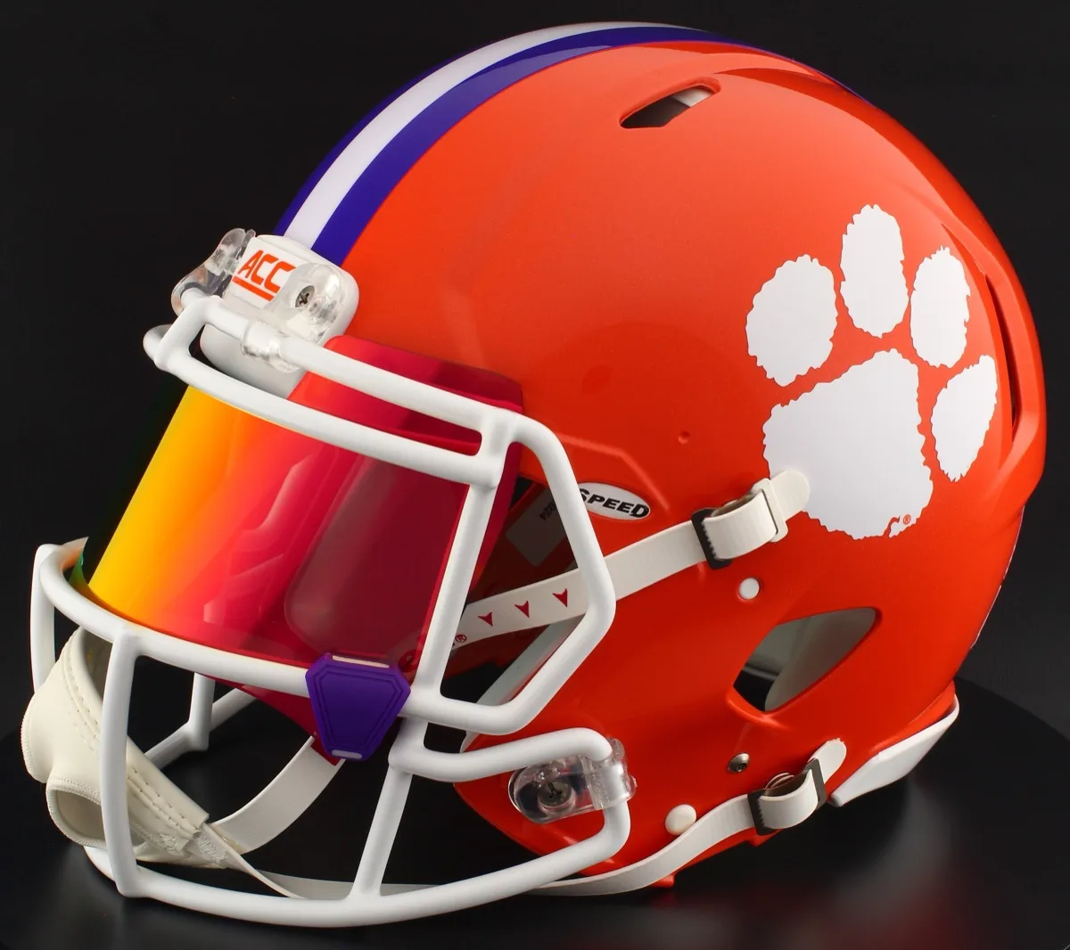 Clemson Tigers Riddell Replica Speed Football Helmet – Torch Visor and Purple Clips