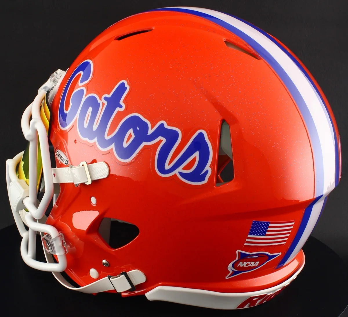Florida Gators Riddell Replica Speed Football Helmet – Orange GATORS with Torch Visor and Dark Royal Blue Clips