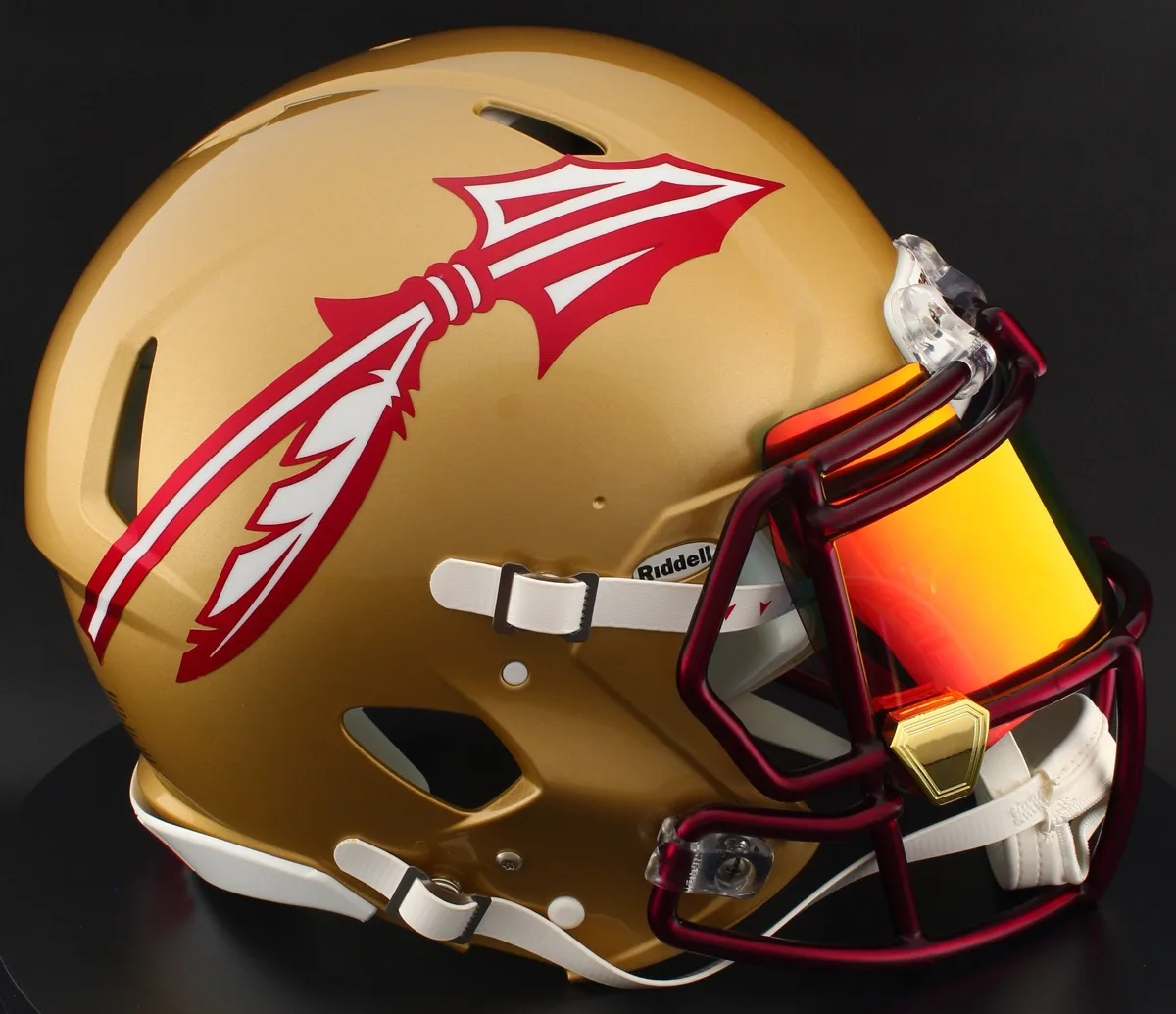 Florida State Seminoles Riddell Authentic Speed Football Helmet – Metallic Paint, Torch Visor and Gold Chrome Clips