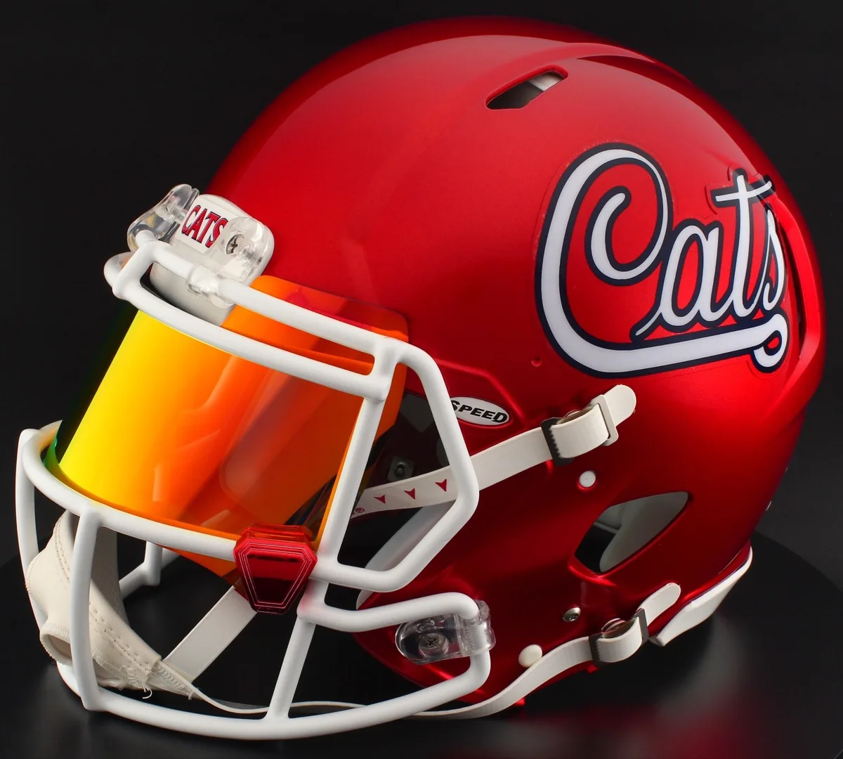 Arizona Wildcats Riddell Authentic Speed Football Helmet – Script, Torch Visor and White Clips