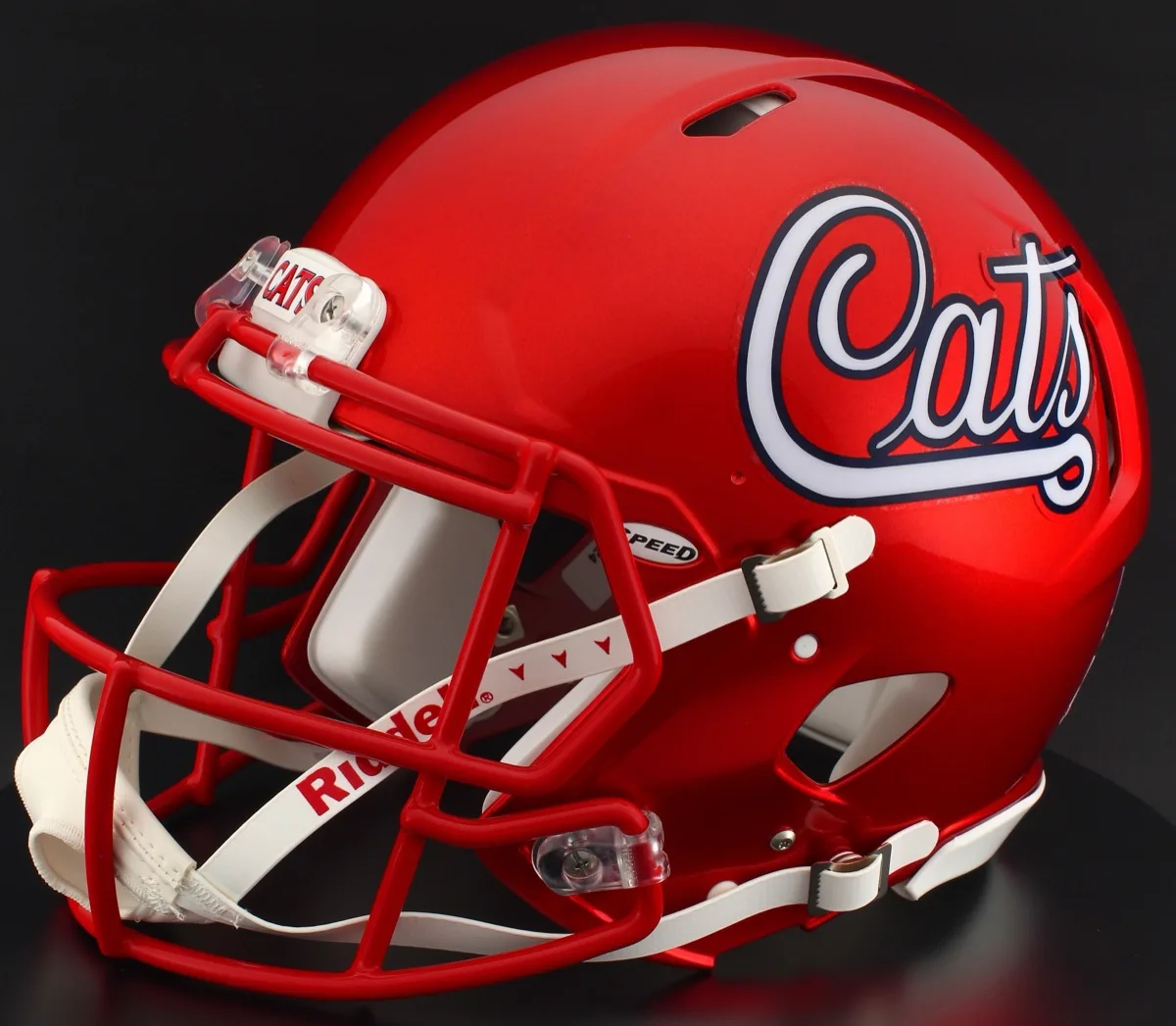 Arizona Wildcats Riddell Authentic Speed Football Helmet – Script, Red Facemask