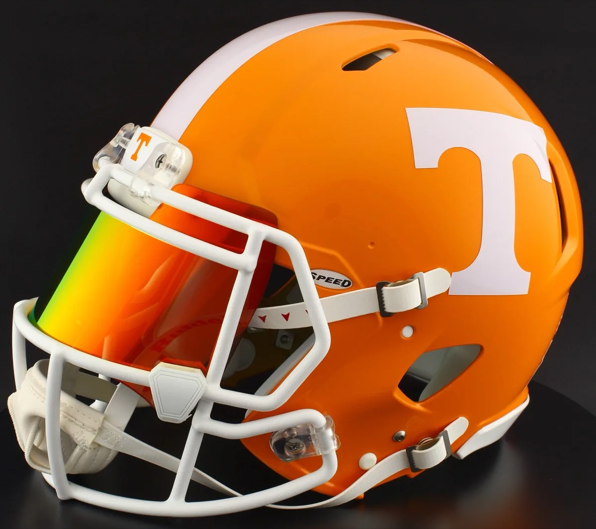 Tennessee Volunteers Riddell Replica Speed Football Helmet – Metallic Orange, White Factory Mask, Torch Visor, and White Clips