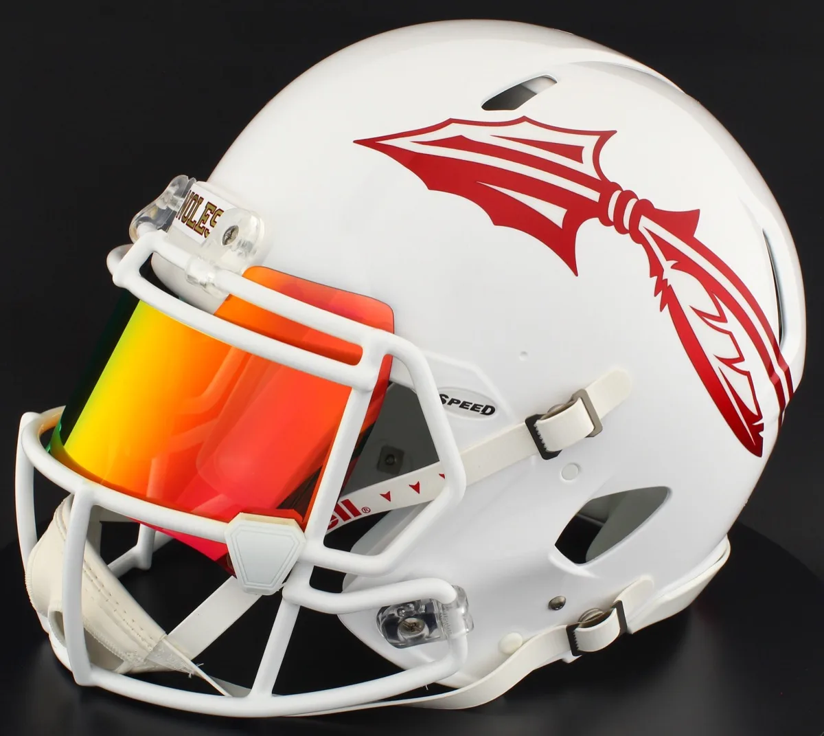 Florida State Seminoles Riddell Authentic Speed Football Helmet – White, Torch Visor, and White Clips