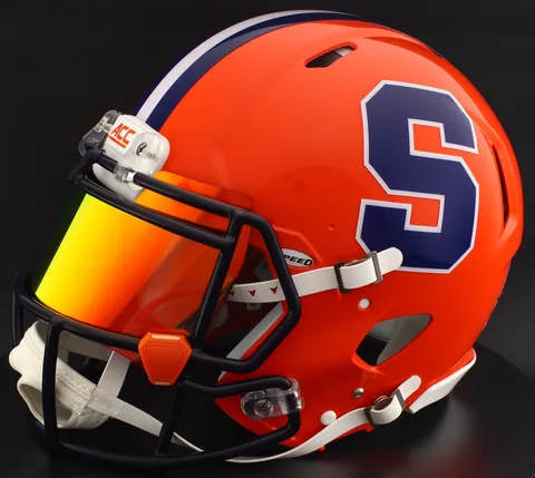 Syracuse Orange Riddell Replica Speed Football Helmet – Orange Block S, Navy Mask, Torch Visor, and Orange Clips