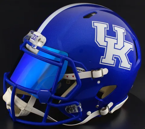 Kentucky Wildcats Riddell Authentic Speed Football Helmet – Blue UK, Royal Blue Facemask, Ice Blue Visor, and Light Royal Blue Clips
