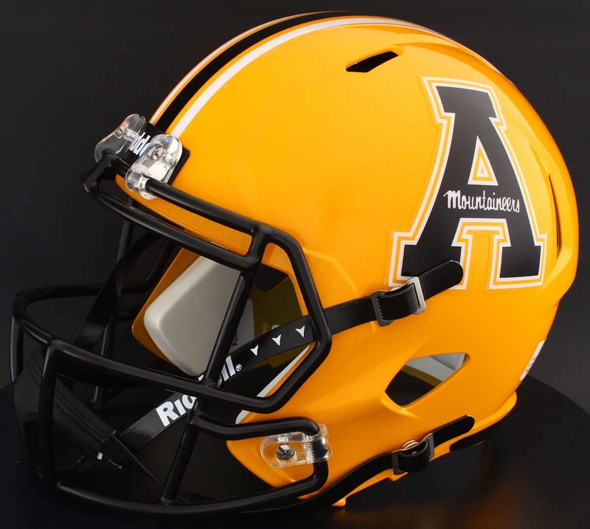 Appalachian State Mountaineers Riddell Replica Speed Football Helmet – Gold, Black Factory Mask, no visor