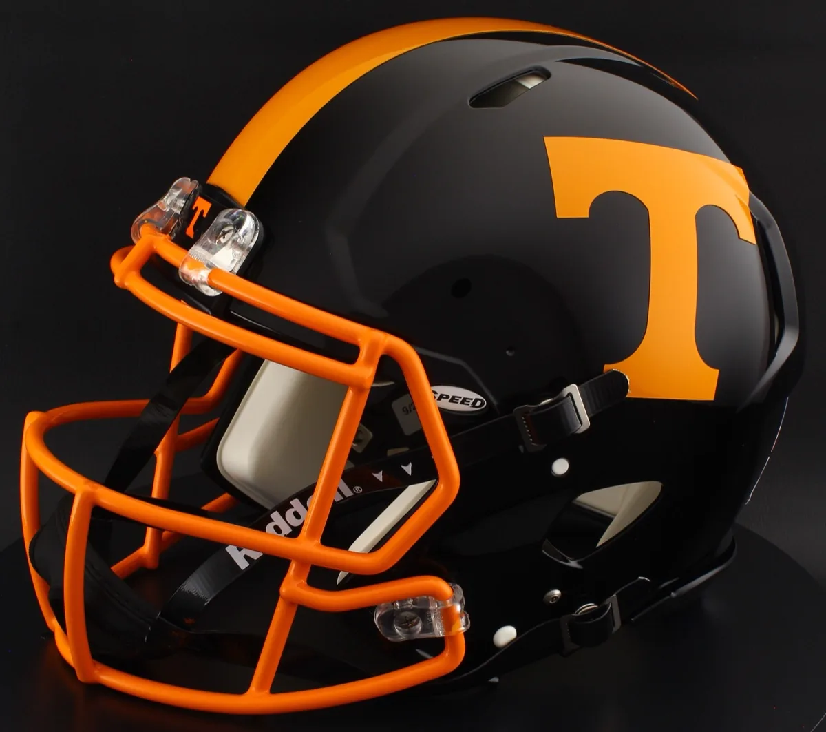 Tennessee Volunteers Riddell Authentic Speed Football Helmet – Dark Mode Black, Volunteers Orange Mask, no visor