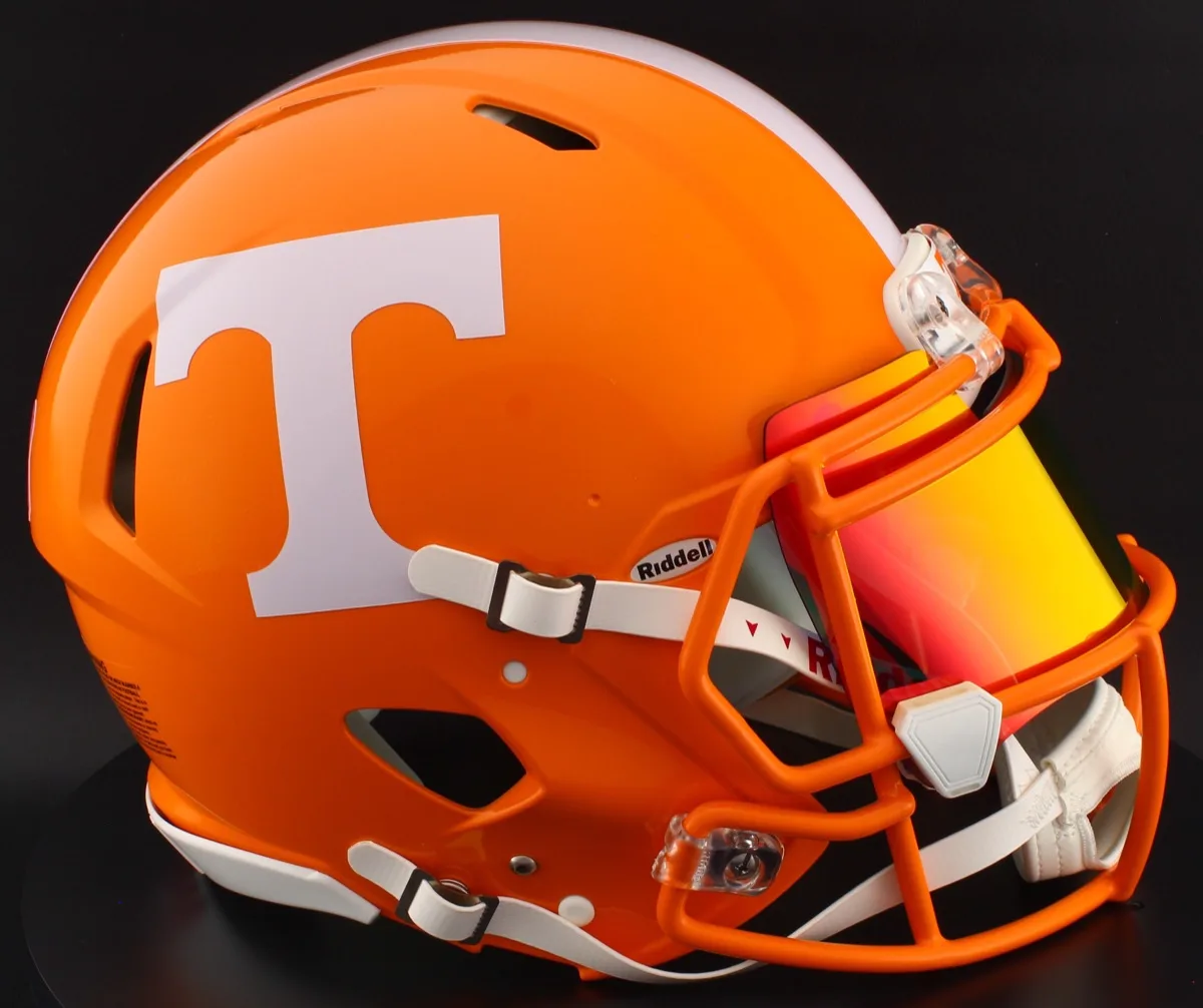 Tennessee Volunteers Riddell Authentic Speed Football Helmet – Metallic Orange, Volunteers Orange Mask, Torch Visor, and White Clips