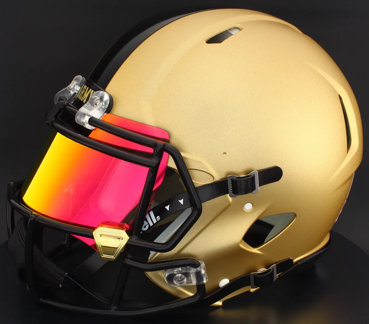 Army Black Knights Riddell Replica Speed Football Helmet – Gold, Torch Visor and Gold Chrome Clips