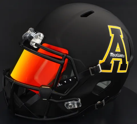Appalachian State Mountaineers Riddell Replica Speed Football Helmet – Black Block “A”, Torch Visor and Black Clips