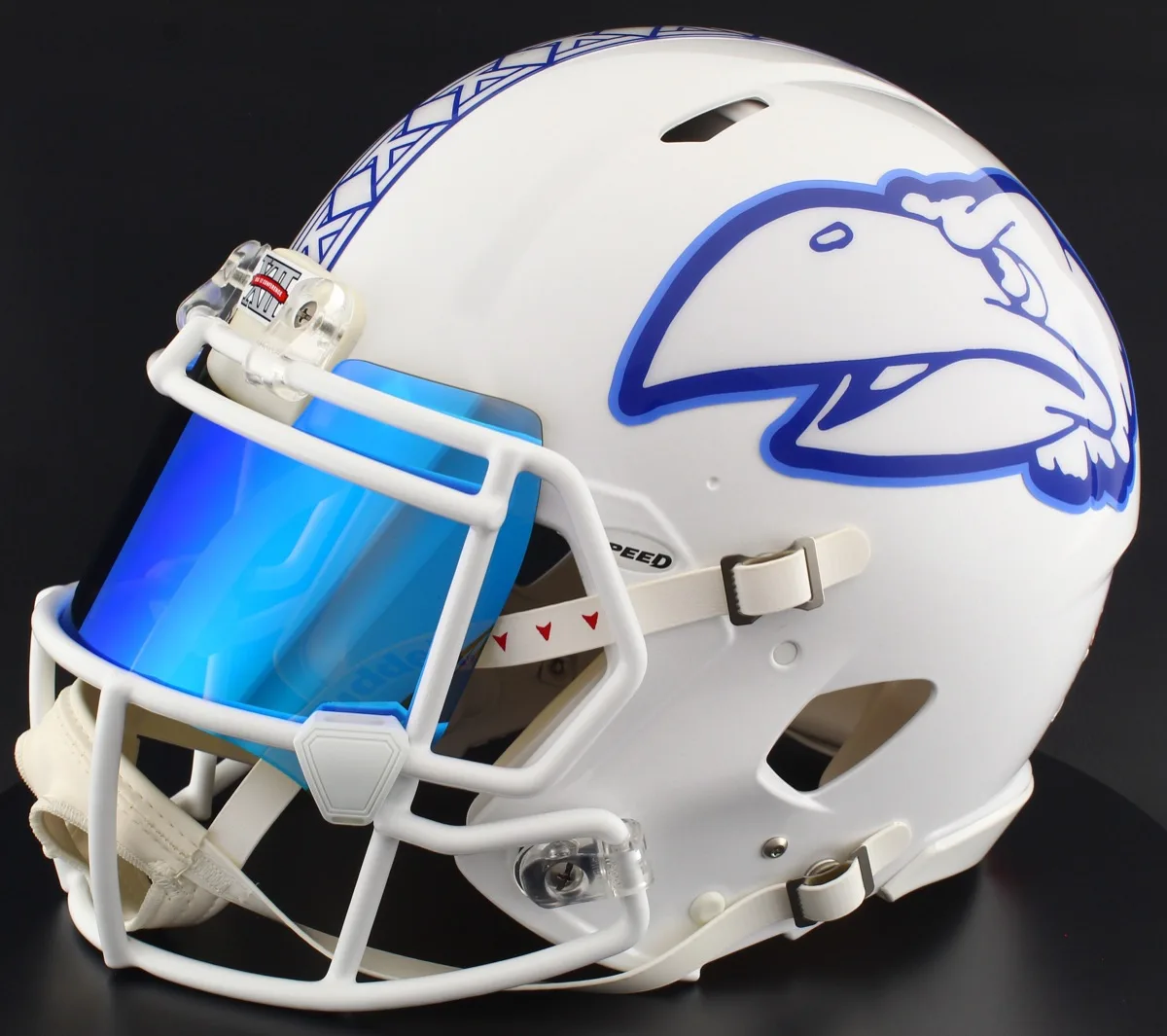 Kansas Jayhawks Riddell Replica Speed Football Helmet – White, Ice Blue Visor, and White Clips