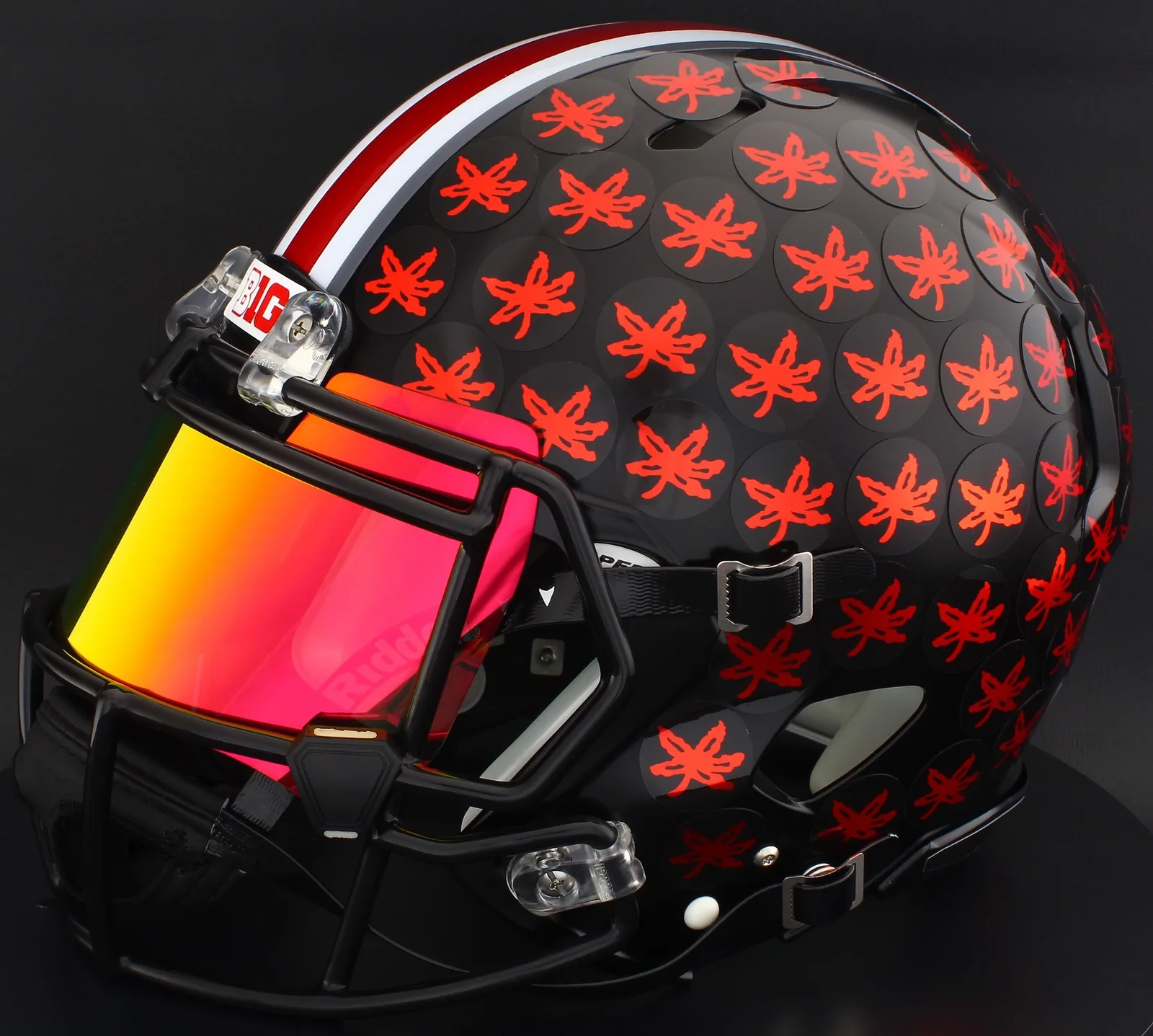 Ohio State Buckeyes Riddell Authentic Speed Football Helmet – Satin Black, Black Factory Mask, Torch Visor, and Black Clips