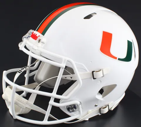 Miami Hurricanes Riddell Authentic Speed Football Helmet – White “U”