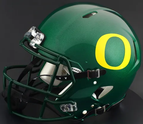 Oregon Ducks Riddell Authentic Speed Football Helmet – Metallic Green Block “O”
