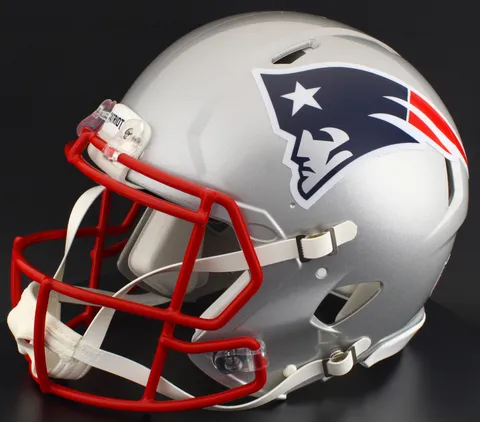New England Patriots Riddell Authentic Speed Football Helmet – Silver Flying Elvis