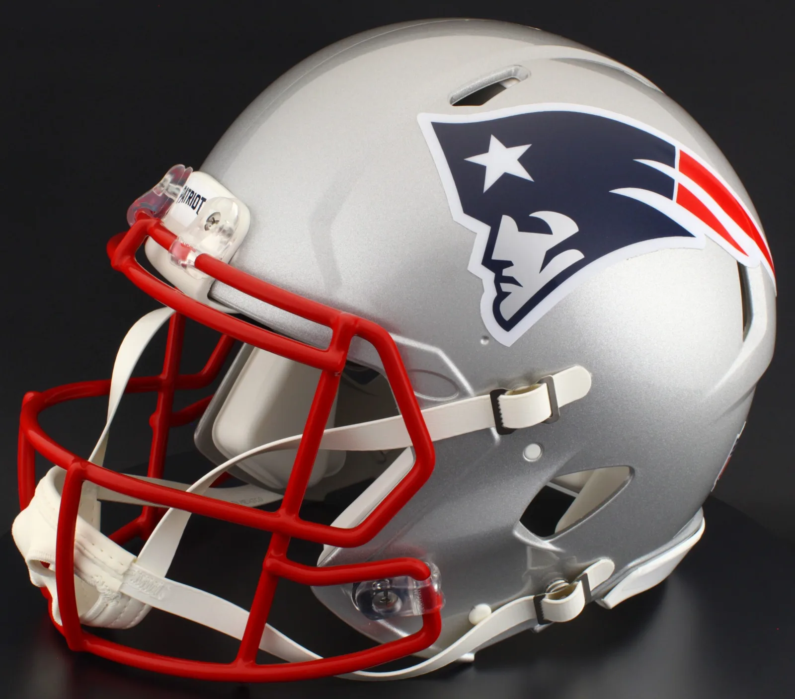 New England Patriots Riddell Authentic Speed Football Helmet – Silver Flying Elvis