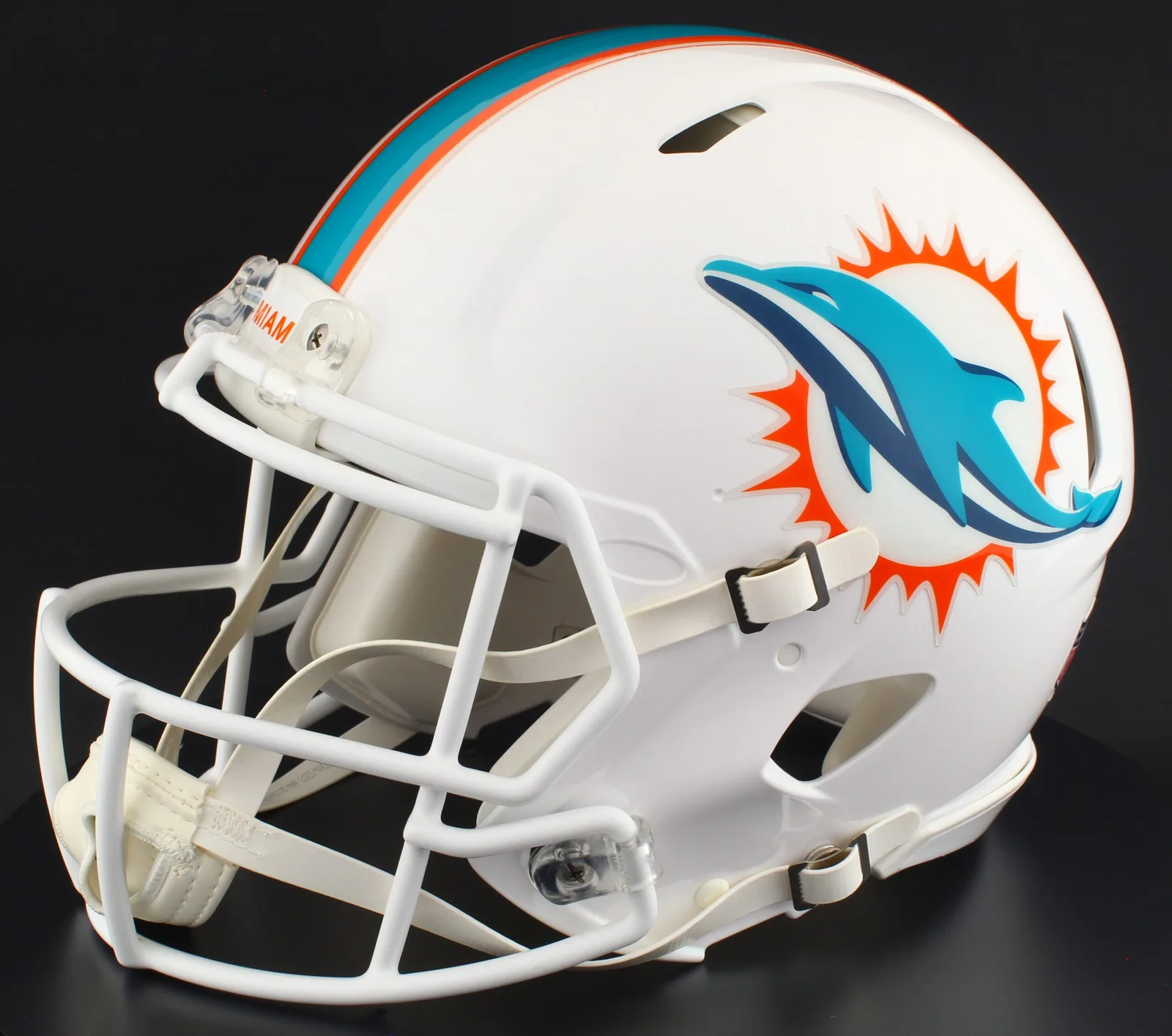 Miami Dolphins Riddell Authentic Speed Football Helmet – White Dolphin Sunburst