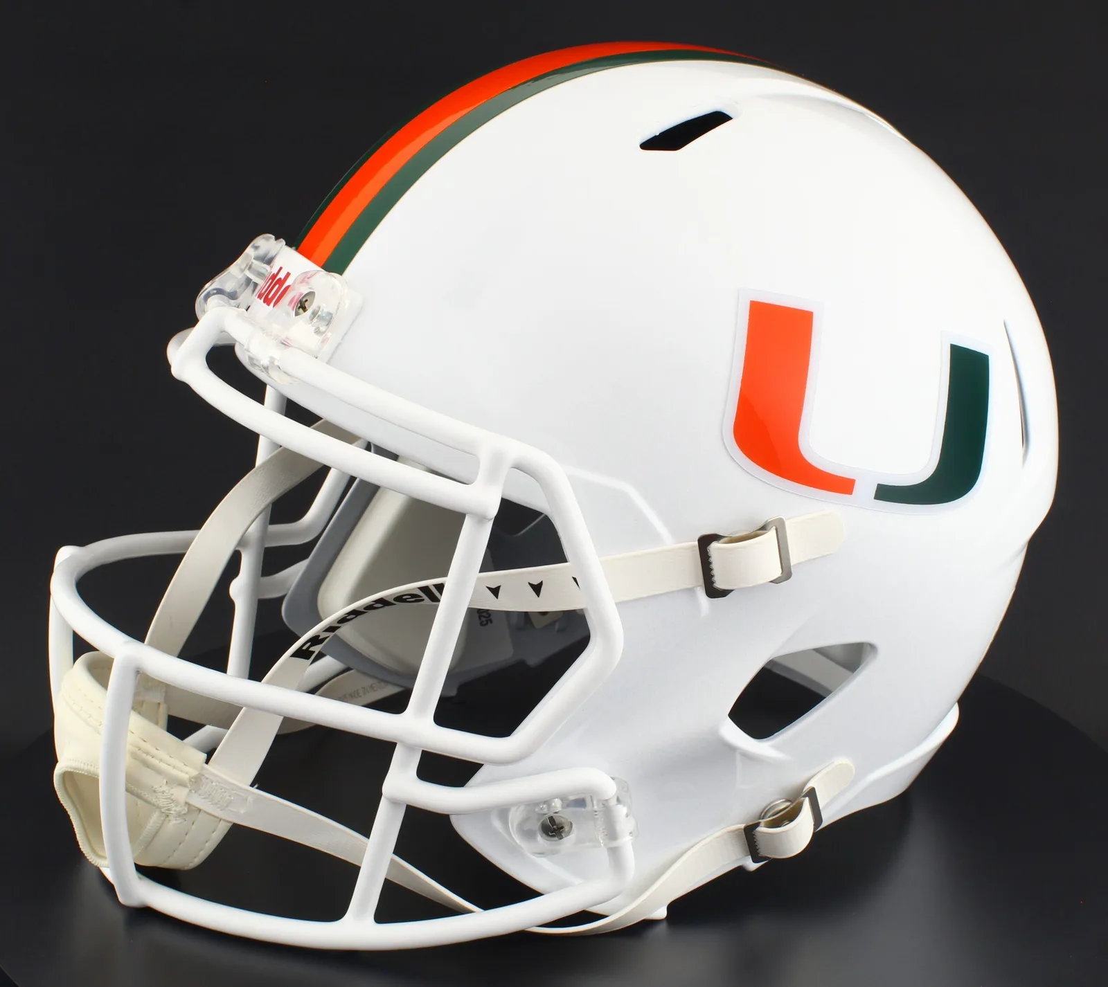 Miami Hurricanes Riddell Replica Speed Football Helmet – White “U”