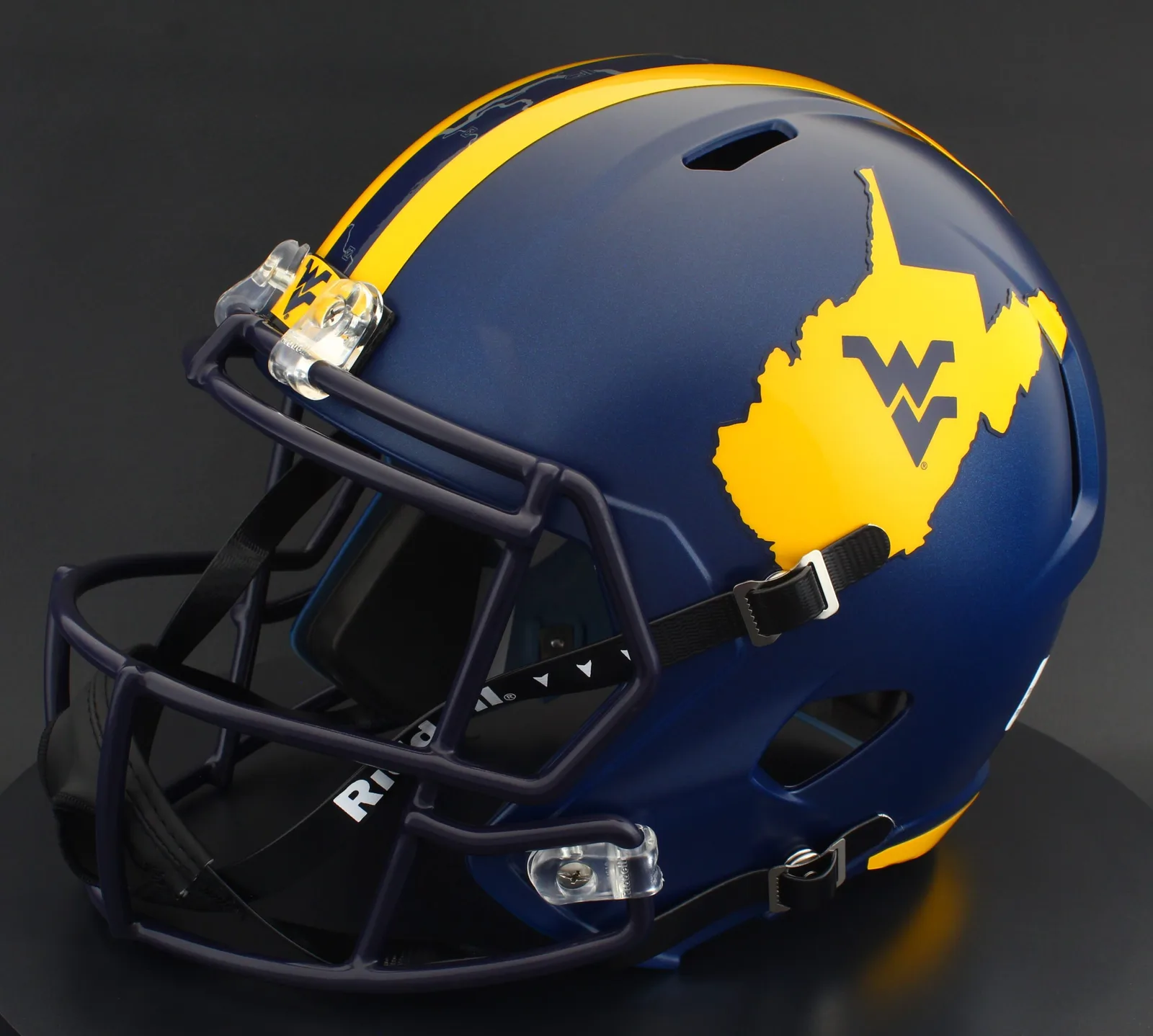 West Virginia Mountaineers Riddell Replica Speed Football Helmet – 2023 Country Roads