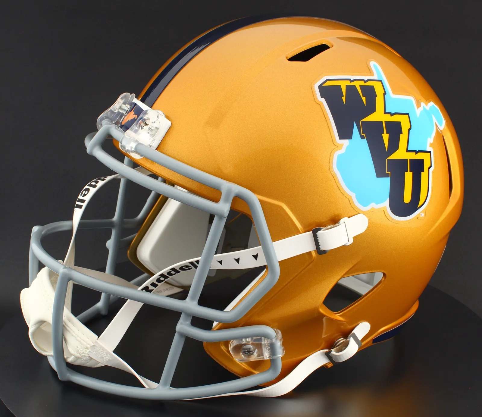 West Virginia Mountaineers Riddell Replica Speed Football Helmet – Gold Throwback